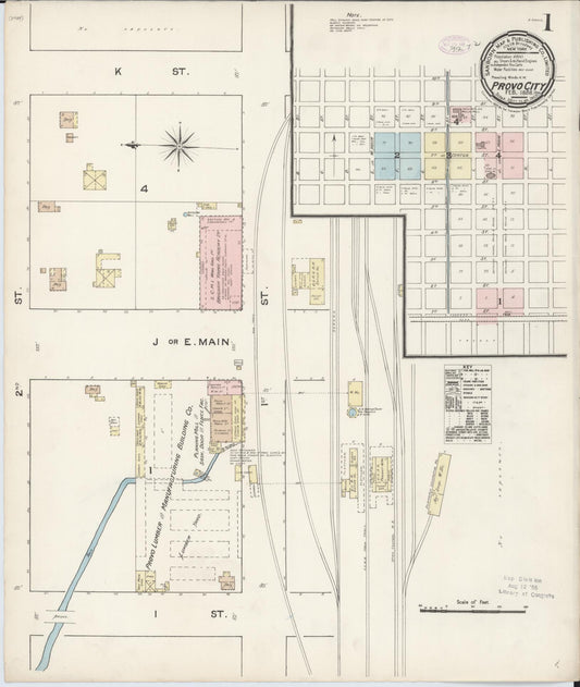 Sanborn Fire Insurance Map from Provo, Utah County, Utah (1888), Sheet #0001 - Historic Sanborn Fire Insurance Map Print, vintage old map wall art, antique decor, genealogy gift, Provo Utah map