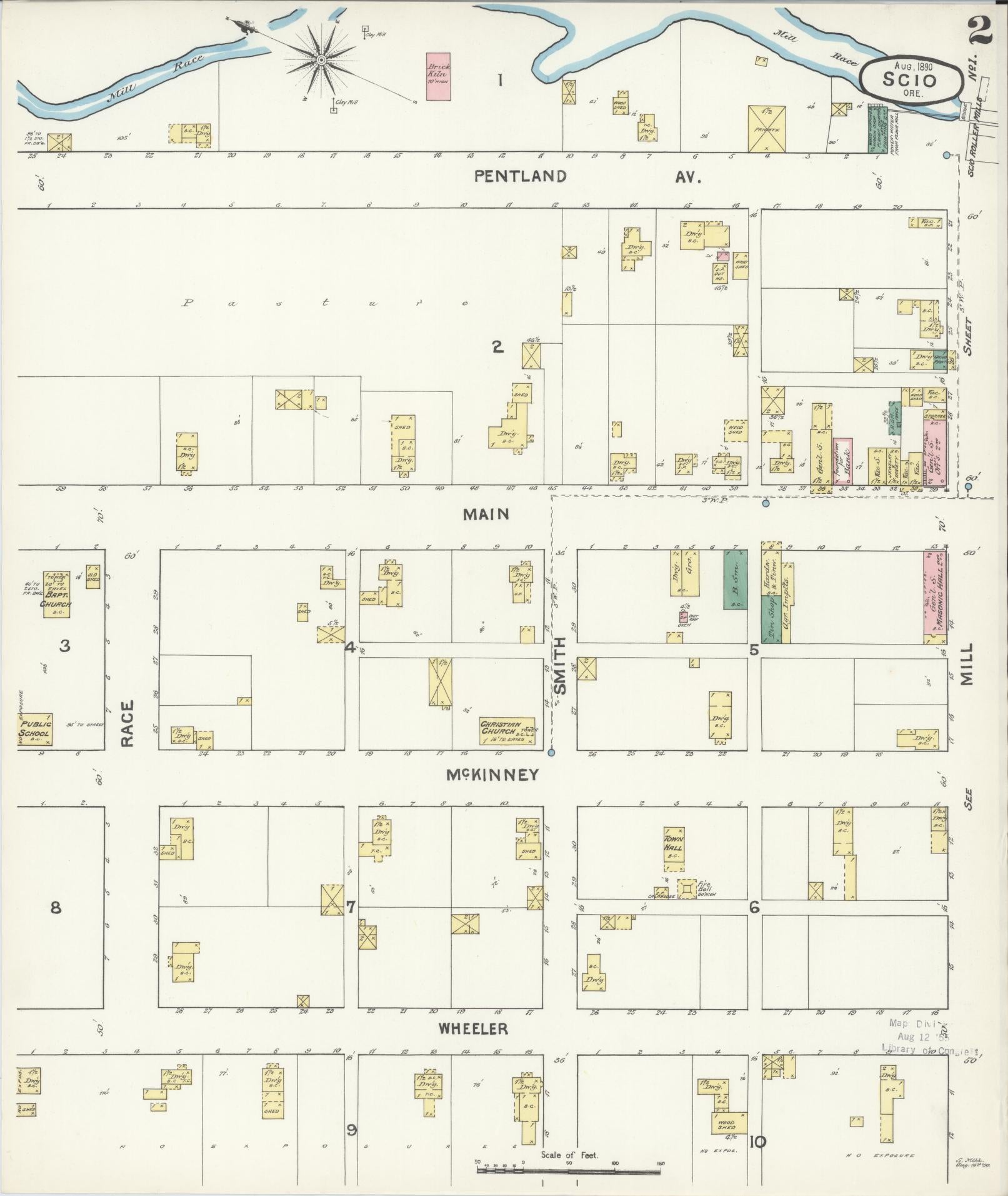 Sanborn Fire Insurance Map from Scio, Linn County, Oregon (1890), Sheet #0002 - Historic Sanborn Fire Insurance Map Print, vintage old map wall art, antique decor, genealogy gift, Oregon Oregon map