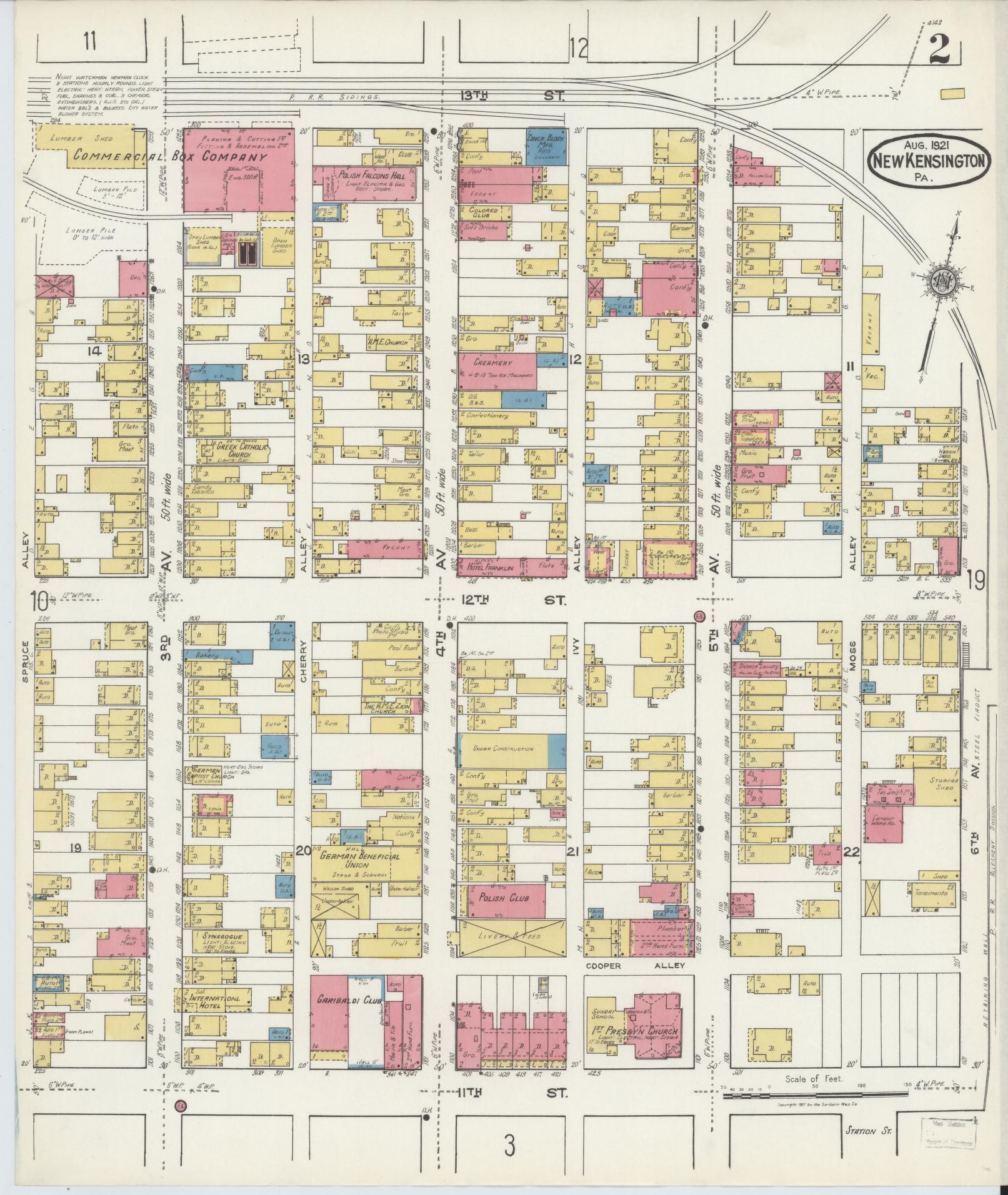 Sanborn Fire Insurance Map from New Kensington, Westmoreland County, Pennsylvania (1921), Sheet #0002 - Complete Map Set gallery image, historic Sanborn map, vintage wall art, Pennsylvania Pennsylvania