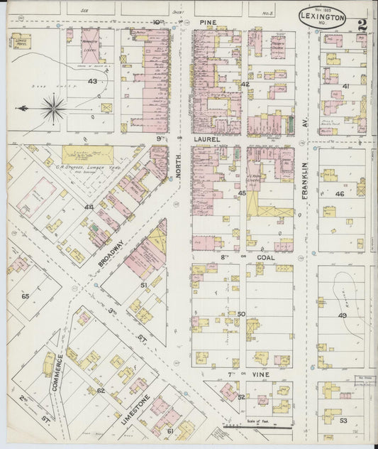 Sanborn Fire Insurance Map from Lexington, Lafayette County, Missouri (1889), Sheet #0002 - Historic Sanborn Fire Insurance Map Print, vintage old map wall art, antique decor, genealogy gift, Missouri Missouri map