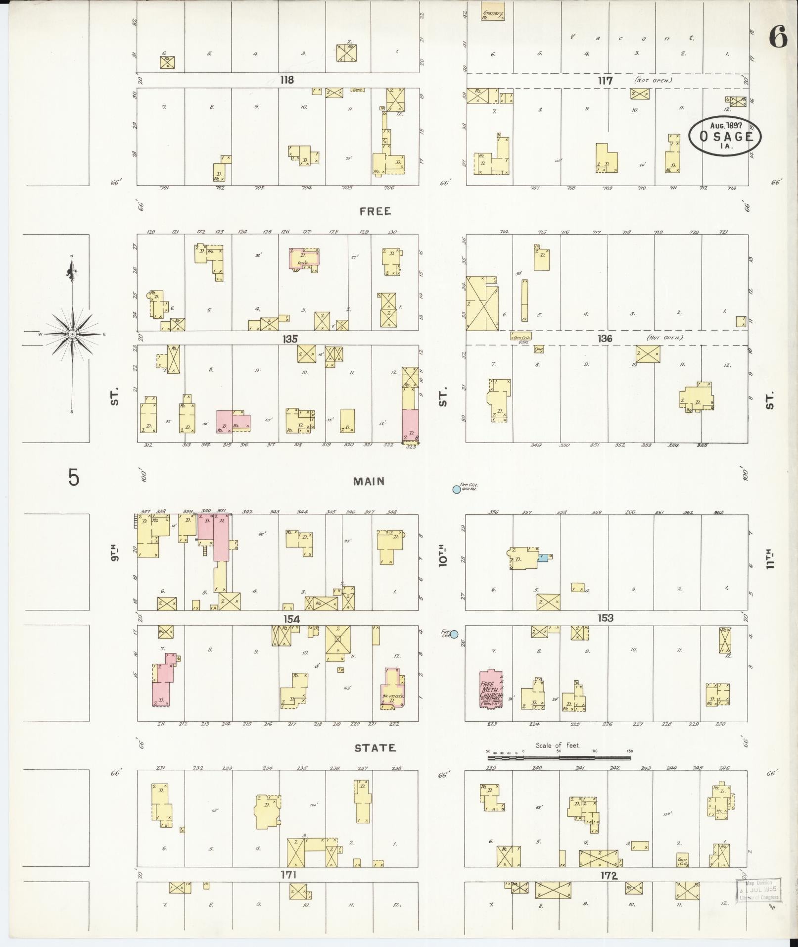 Sanborn Fire Insurance Map from Osage, Mitchell County, Iowa (1897), Sheet #0006 - Historic Sanborn Fire Insurance Map Print