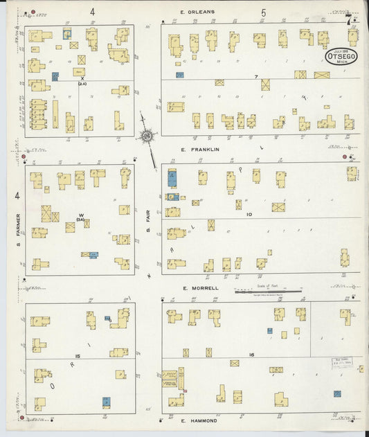 Sanborn Fire Insurance Map from Otsego, Allegan County, Michigan (1918), Sheet #0007 - Historic Sanborn Fire Insurance Map Print, vintage old map wall art, antique decor, genealogy gift, Michigan Michigan map