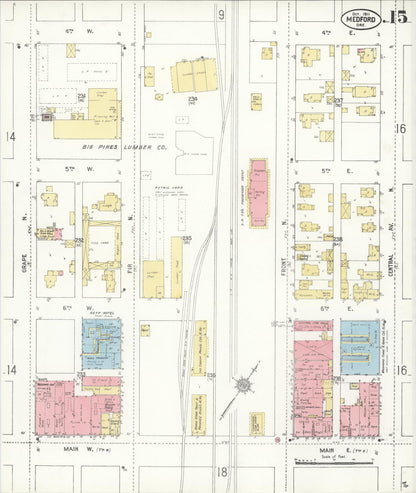 Sanborn Fire Insurance Map from Medford, Jackson County, Oregon (1911), Sheet #0015 - Complete Map Set gallery image, historic Sanborn map, vintage wall art, Oregon Oregon