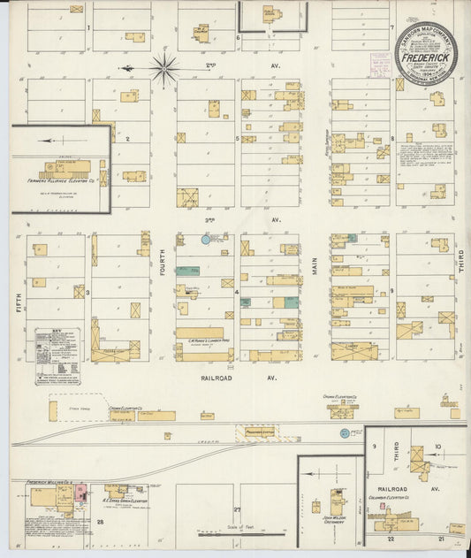 Sanborn Fire Insurance Map from Frederick, Brown County, South Dakota (1904), Sheet #0001 - Historic Sanborn Fire Insurance Map Print, vintage old map wall art, antique decor, genealogy gift, South Dakota South Dakota map