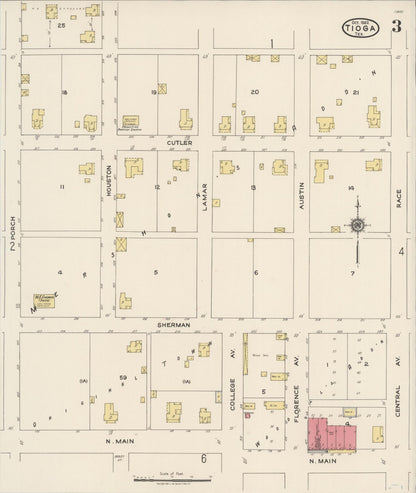 Sanborn Fire Insurance Map from Tioga, Grayton County, Texas (1922), Sheet #0003 - Complete Map Set gallery image, historic Sanborn map, vintage wall art, Texas Texas