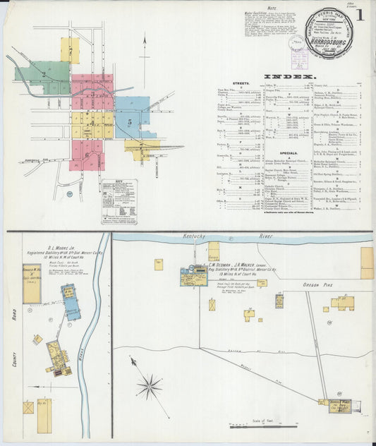 Sanborn Fire Insurance Map from Harrodsburg, Mercer County, Kentucky (1901), Sheet #0001 - Complete Map Set gallery image, historic Sanborn map, vintage wall art, Kentucky Kentucky