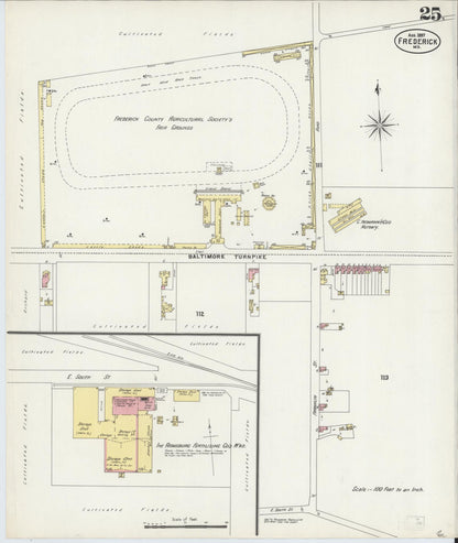 Sanborn Fire Insurance Map from Frederick, Frederick County, Maryland (1897), Sheet #0025 - Complete Map Set gallery image, historic Sanborn map, vintage wall art, Maryland Maryland