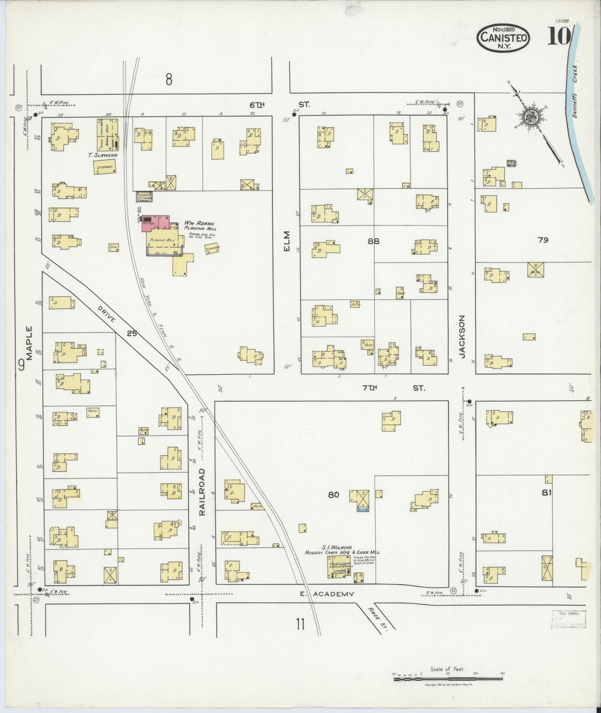 Sanborn Fire Insurance Map from Canisteo, Steuben County, New York (1920), Sheet #0010 - Complete Map Set gallery image, historic Sanborn map, vintage wall art, New York New York