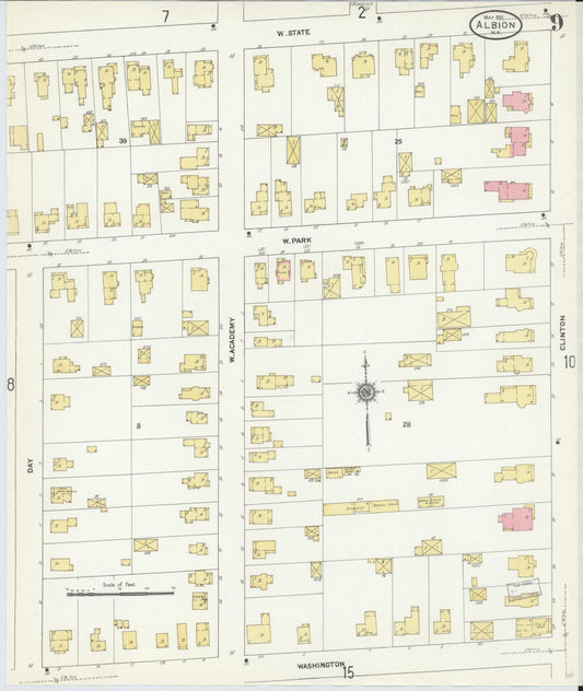 Sanborn Fire Insurance Map from Albion, Orleans County, New York (1911), Sheet #0009 - Historic Sanborn Fire Insurance Map Print, vintage old map wall art, antique decor, genealogy gift, New York New York map