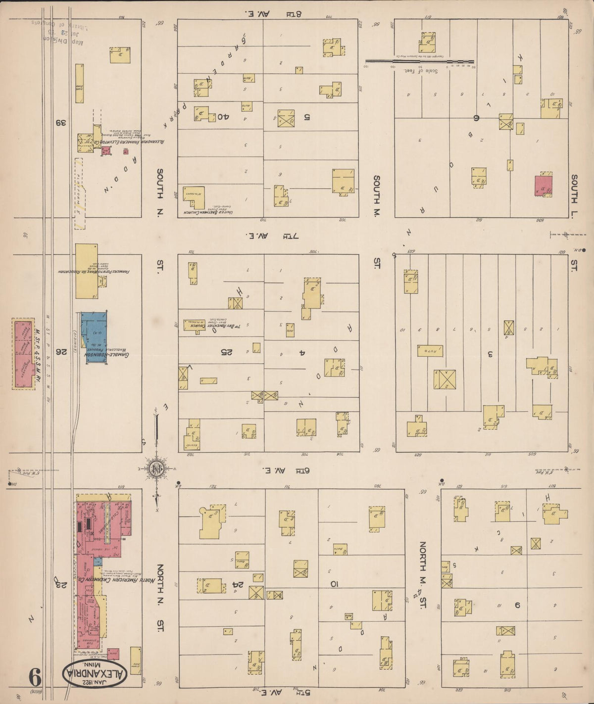 Sanborn Fire Insurance Map from Alexandria, Douglas County, Minnesota (1922), Sheet #0009 - Complete Map Set gallery image, historic Sanborn map, vintage wall art, Minnesota Minnesota