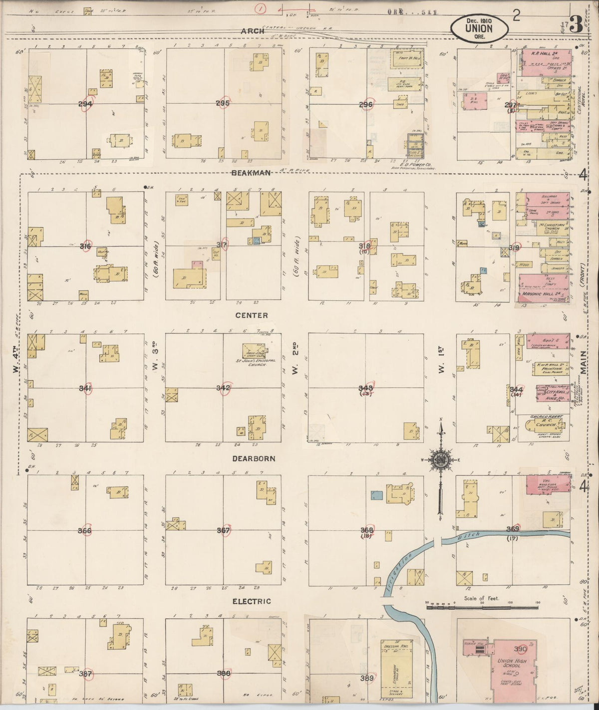 Sanborn Fire Insurance Map from Union, Union County, Oregon (1930), Sheet #0003 - Historic Sanborn Fire Insurance Map Print, vintage old map wall art, antique decor, genealogy gift, Oregon Oregon map