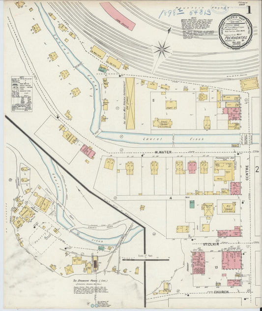 Sanborn Fire Insurance Map from Pocahontas, Tazewell County, Virginia (1898), Sheet #0001 - Complete Map Set gallery image, historic Sanborn map, vintage wall art, Virginia Virginia