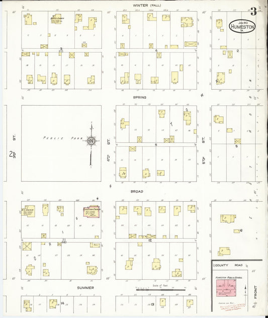Sanborn Fire Insurance Map from Humeston, Wayne County, Iowa (1913), Sheet #0003 - Historic Sanborn Fire Insurance Map Print, vintage old map wall art