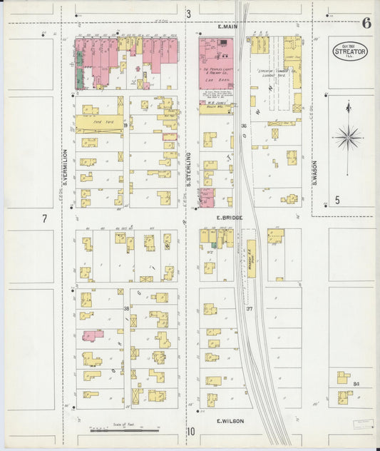 Sanborn Fire Insurance Map from Streator, La Salle County, Illinois (1901), Sheet #0006 - Historic Sanborn Fire Insurance Map Print, vintage old map wall art, antique decor, genealogy gift, Illinois Illinois map