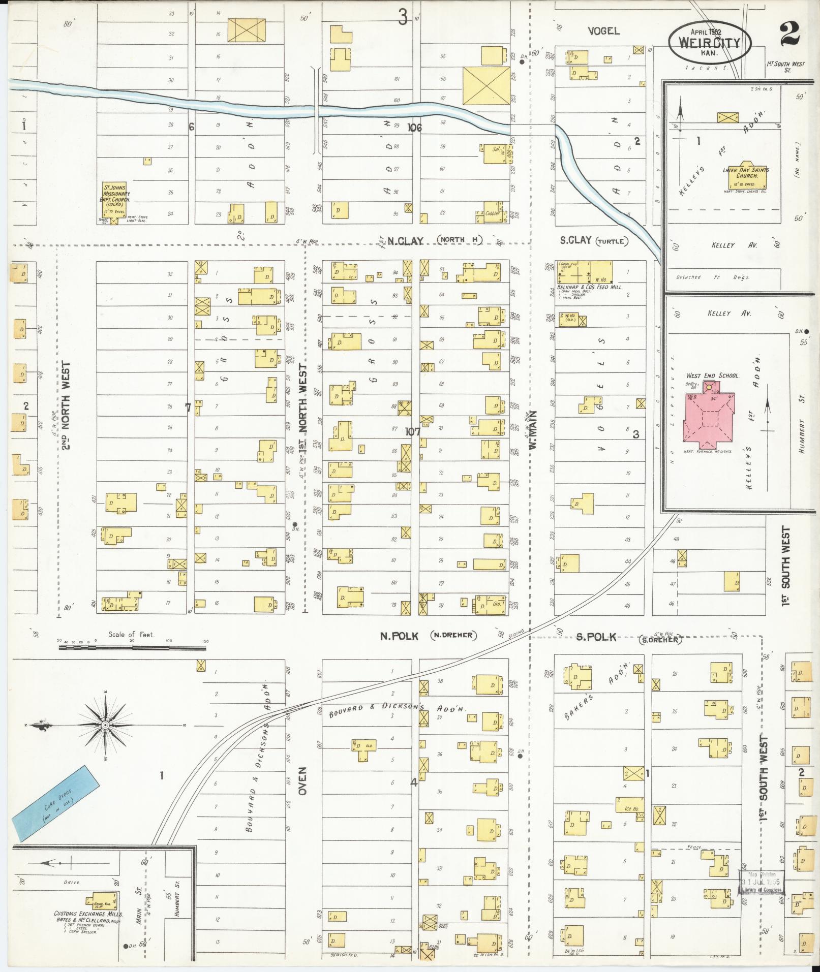 Sanborn Fire Insurance Map from Weir, Cherokee County, Kansas (1902), Sheet #0002 - Historic Sanborn Fire Insurance Map Print, vintage old map wall art, antique decor, genealogy gift, Kansas Kansas map