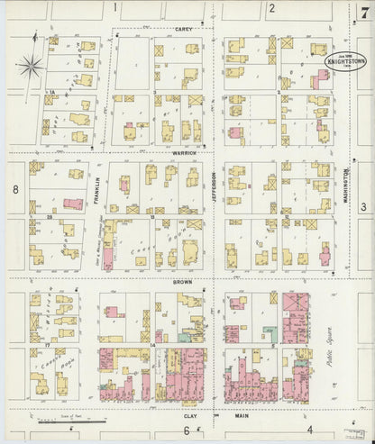 Sanborn Fire Insurance Map from Knightstown, Henry County, Indiana (1898), Sheet #0007 - Complete Map Set gallery image, historic Sanborn map, vintage wall art, Indiana Indiana
