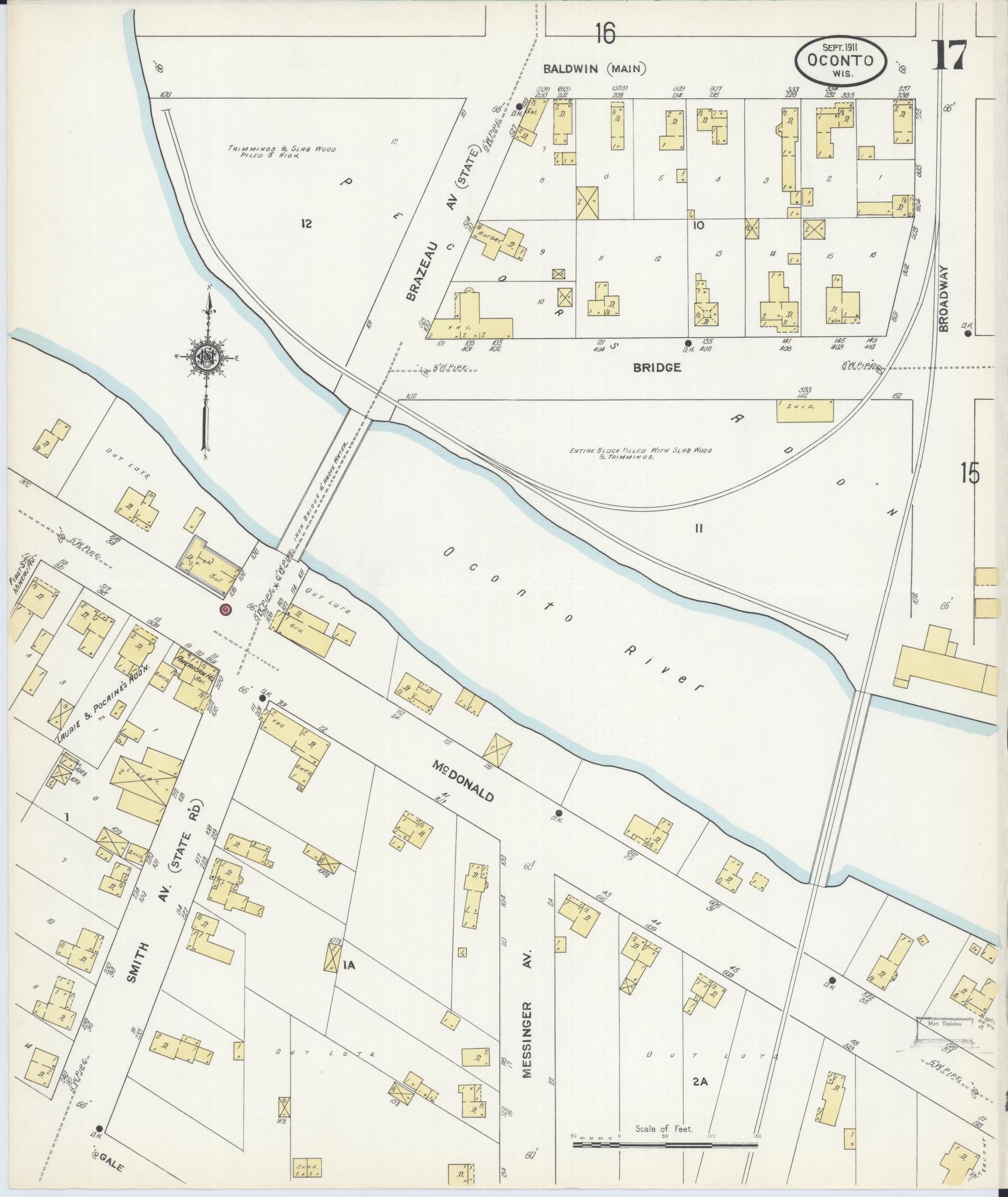 Sanborn Fire Insurance Map from Oconto, Oconto County, Wisconsin (1911), Sheet #0017 - Complete Map Set gallery image, historic Sanborn map, vintage wall art, Wisconsin Wisconsin