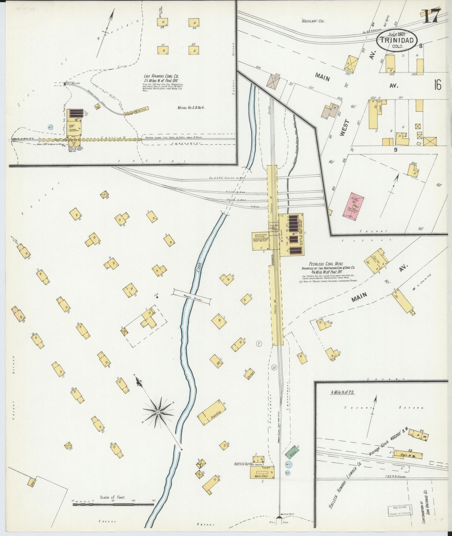Sanborn Fire Insurance Map from Trinidad, Las Animas County, Colorado (1901), Sheet #0017 - Historic Sanborn Fire Insurance Map Print, vintage old map wall art, antique decor, genealogy gift, Colorado Colorado map