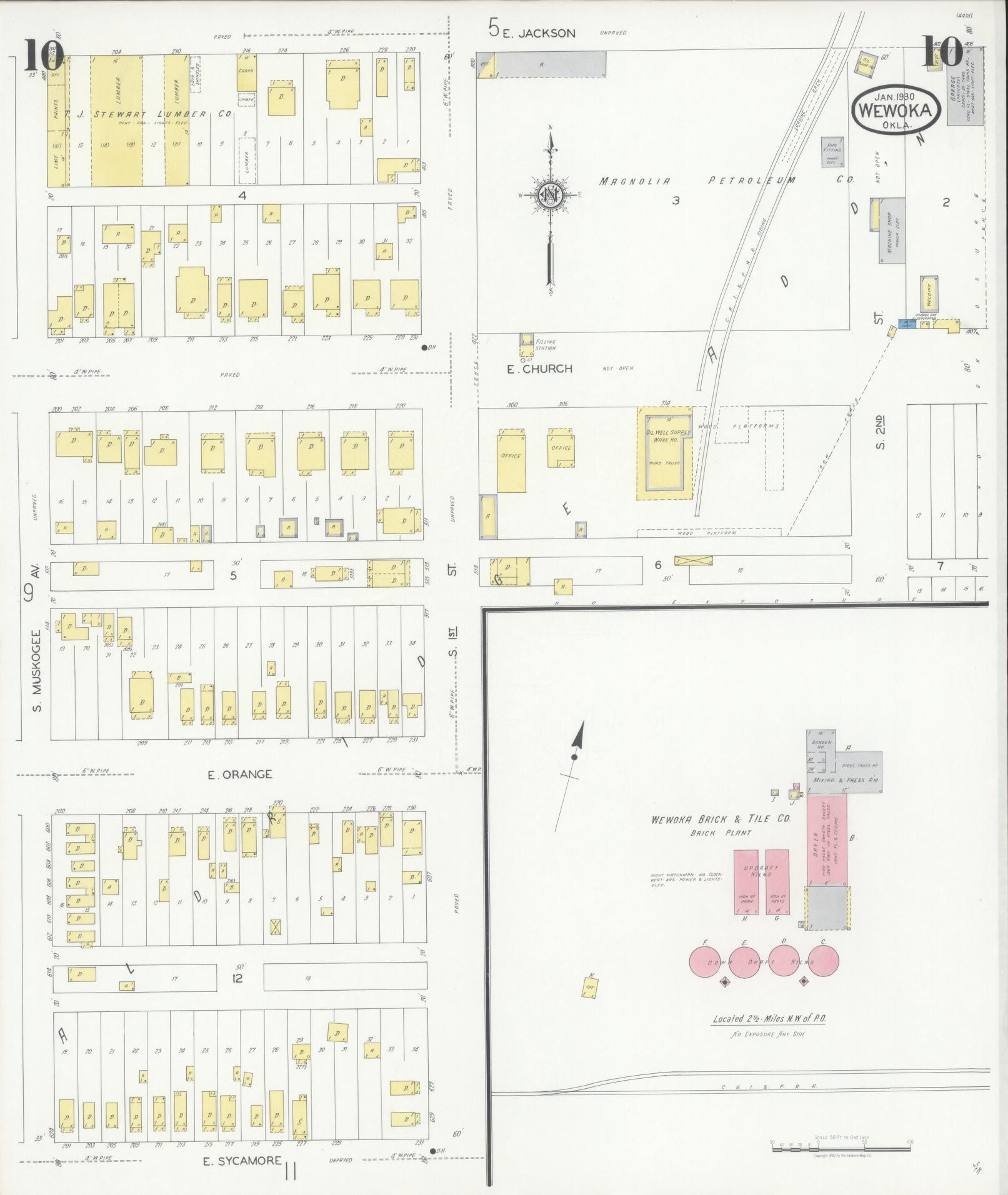 Sanborn Fire Insurance Map from Wewoka, Seminole County, Oklahoma (1930), Sheet #0010 - Complete Map Set gallery image, historic Sanborn map, vintage wall art, Oklahoma Oklahoma