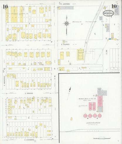 Sanborn Fire Insurance Map from Wewoka, Seminole County, Oklahoma (1930), Sheet #0010 - Complete Map Set gallery image, historic Sanborn map, vintage wall art, Oklahoma Oklahoma