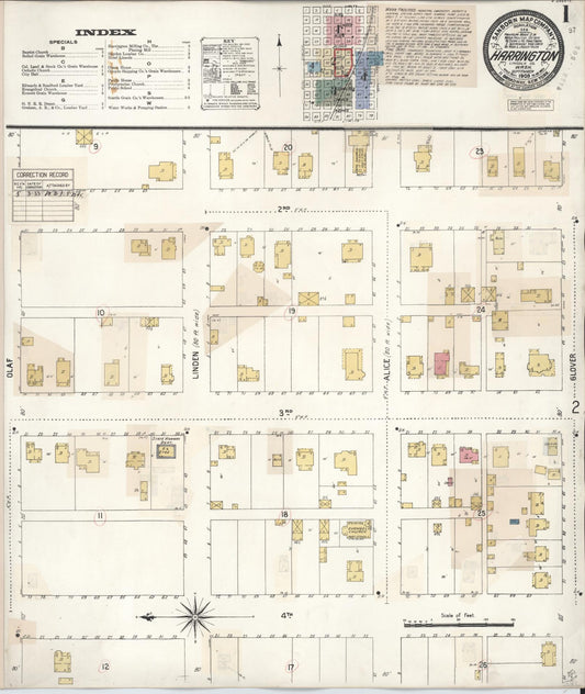 Sanborn Fire Insurance Map from Harrington, Lincoln County, Washington (1933), Sheet #0001 - Complete Map Set gallery image, historic Sanborn map, vintage wall art, Washington Washington