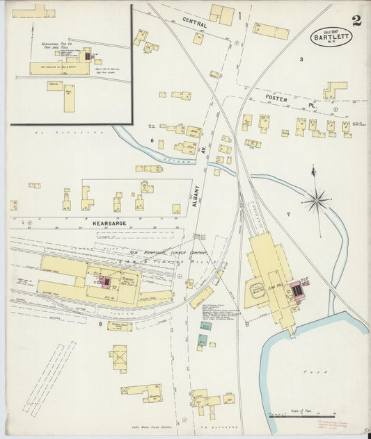 Sanborn Fire Insurance Map from Bartlett, Carroll County, New Hampshire (1897), Sheet #0002 - Historic Sanborn Fire Insurance Map Print, vintage old map wall art, antique decor, genealogy gift, New Hampshire New Hampshire map