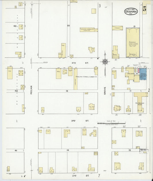 Sanborn Fire Insurance Map from Graham, Young County, Texas (1920), Sheet #0005 - Historic Sanborn Fire Insurance Map Print, vintage old map wall art, antique decor, genealogy gift, Texas Texas map
