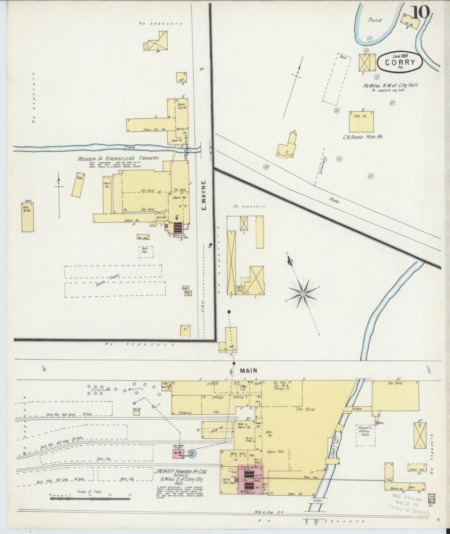 Sanborn Fire Insurance Map from Corry, Erie County, Pennsylvania (1897), Sheet #0010 - Historic Sanborn Fire Insurance Map Print, vintage old map wall art, antique decor, genealogy gift, Pennsylvania Pennsylvania map