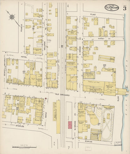 Sanborn Fire Insurance Map from Old Orchard, York County, Maine (1922), Sheet #0003 - Complete Map Set gallery image, historic Sanborn map, vintage wall art, Maine Maine