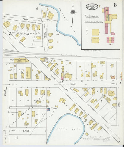 Sanborn Fire Insurance Map from Boyne City, Charlevoix County, Michigan (1919), Sheet #0008 - Complete Map Set gallery image, historic Sanborn map, vintage wall art, Michigan Michigan