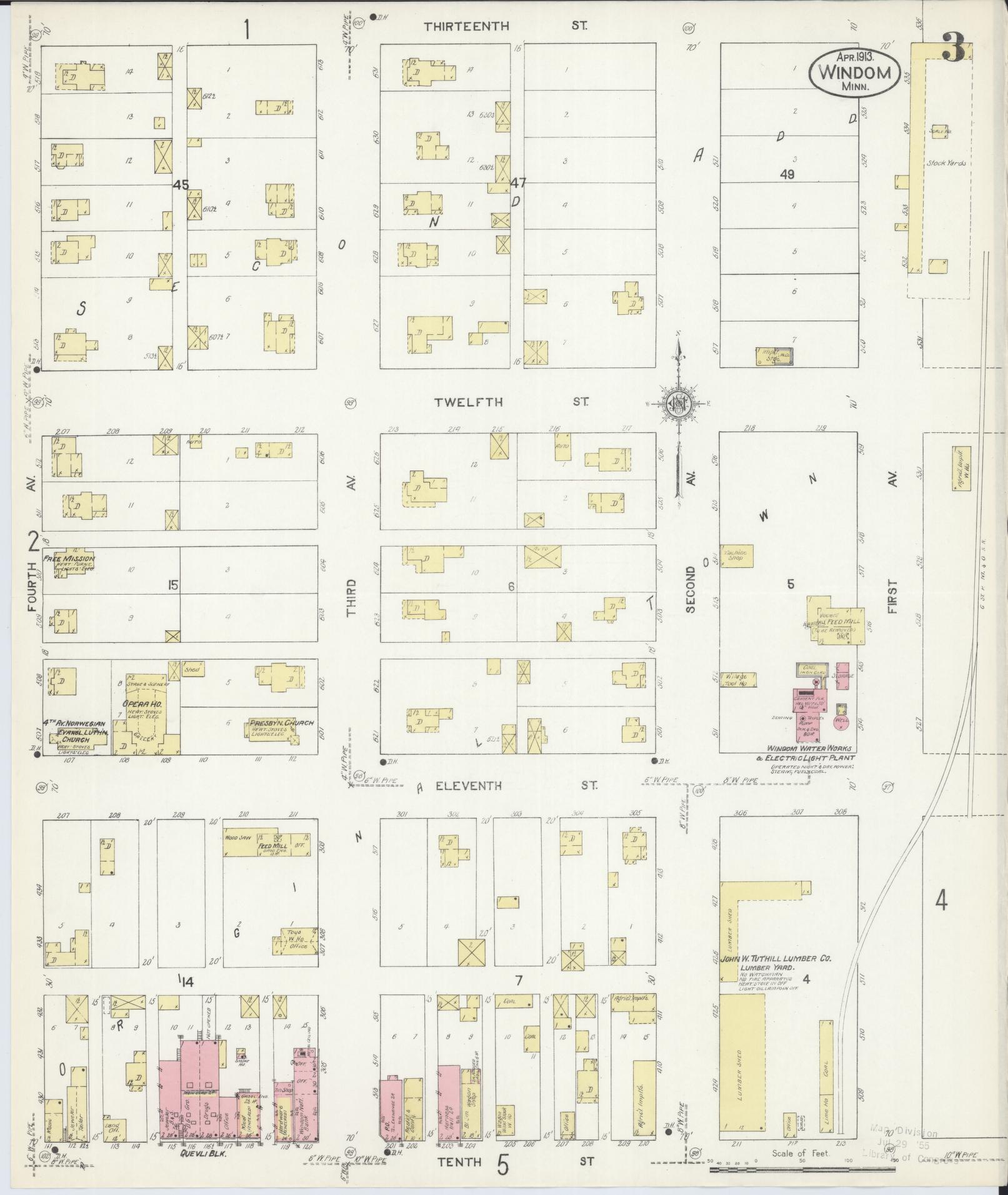 Sanborn Fire Insurance Map from Windom, Cottonwood County, Minnesota (1913), Sheet #0003 - Complete Map Set gallery image, historic Sanborn map, vintage wall art, Minnesota Minnesota