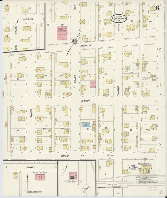 Sanborn Fire Insurance Map from Eldorado, Saline County, Illinois (1911), Sheet #0006 - Historic Sanborn Fire Insurance Map Print, vintage old map wall art, antique decor, genealogy gift, Illinois Illinois map