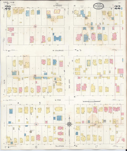 Sanborn Fire Insurance Map from Trinidad, Las Animas County, Colorado (1948), Sheet #0022 - Complete Map Set gallery image, historic Sanborn map, vintage wall art, Colorado Colorado