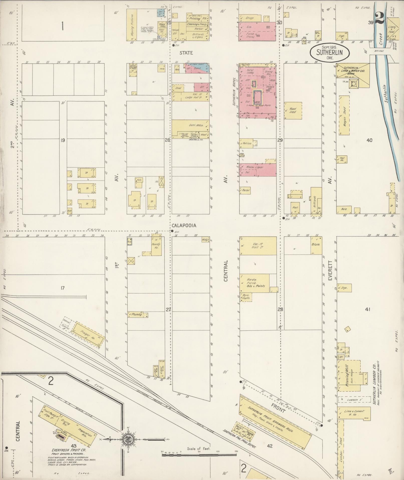 Sanborn Fire Insurance Map from Sutherlin, Douglas County, Oregon (1915), Sheet #0002 - Complete Map Set gallery image, historic Sanborn map, vintage wall art, Oregon Oregon