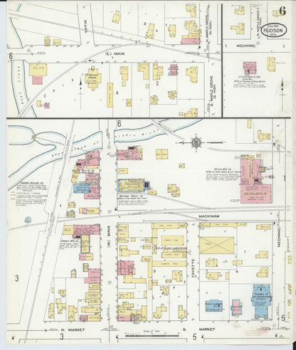 Sanborn Fire Insurance Map from Hudson, Lenawee County, Michigan (1912), Sheet #0006 - Complete Map Set gallery image, historic Sanborn map, vintage wall art, Michigan Michigan