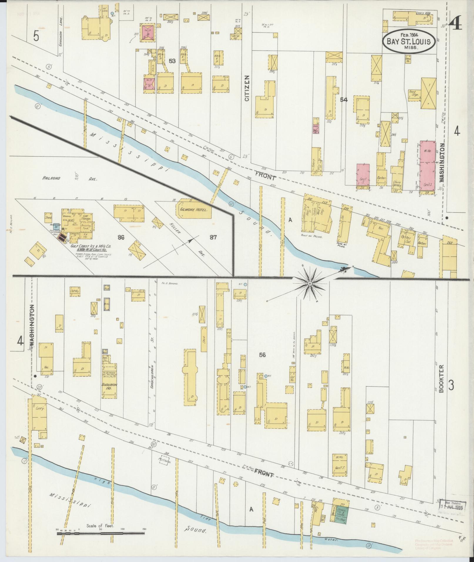 Sanborn Fire Insurance Map from Bay Saint Louis, Hancock County, Mississippi (1904), Sheet #0004 - Complete Map Set gallery image, historic Sanborn map, vintage wall art, Mississippi Mississippi