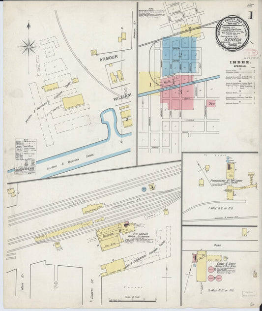 Sanborn Fire Insurance Map from Seneca, La Salle County, Illinois (1893), Sheet #0001 - Complete Map Set gallery image, historic Sanborn map, vintage wall art, Illinois Illinois