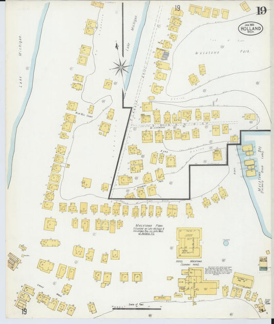 Sanborn Fire Insurance Map from Holland, Ottawa County, Michigan (1902), Sheet #0019 - Historic Sanborn Fire Insurance Map Print, vintage old map wall art, antique decor, genealogy gift, Michigan Michigan map