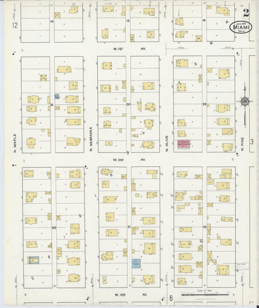 Sanborn Fire Insurance Map from Miami, Ottawa County, Oklahoma (1917), Sheet #0002 - Historic Sanborn Fire Insurance Map Print, vintage old map wall art, antique decor, genealogy gift, Oklahoma Oklahoma map