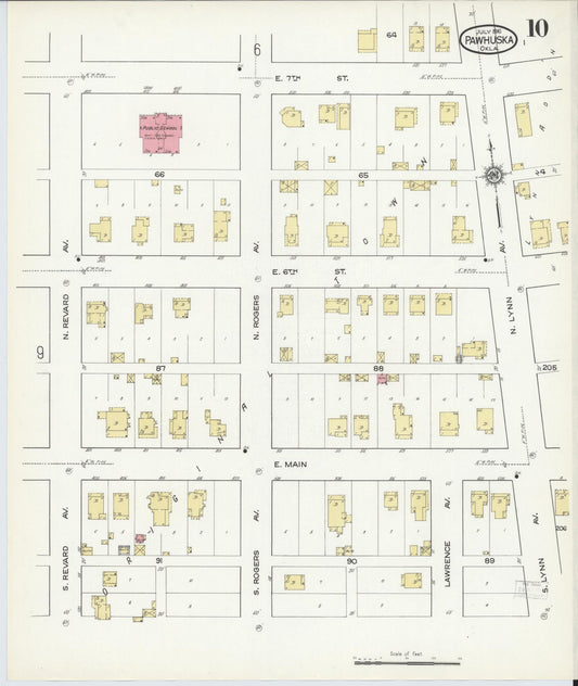 Sanborn Fire Insurance Map from Pawhuska, Osage County, Oklahoma (1916), Sheet #0010 - Historic Sanborn Fire Insurance Map Print, vintage old map wall art, antique decor, genealogy gift, Oklahoma Oklahoma map