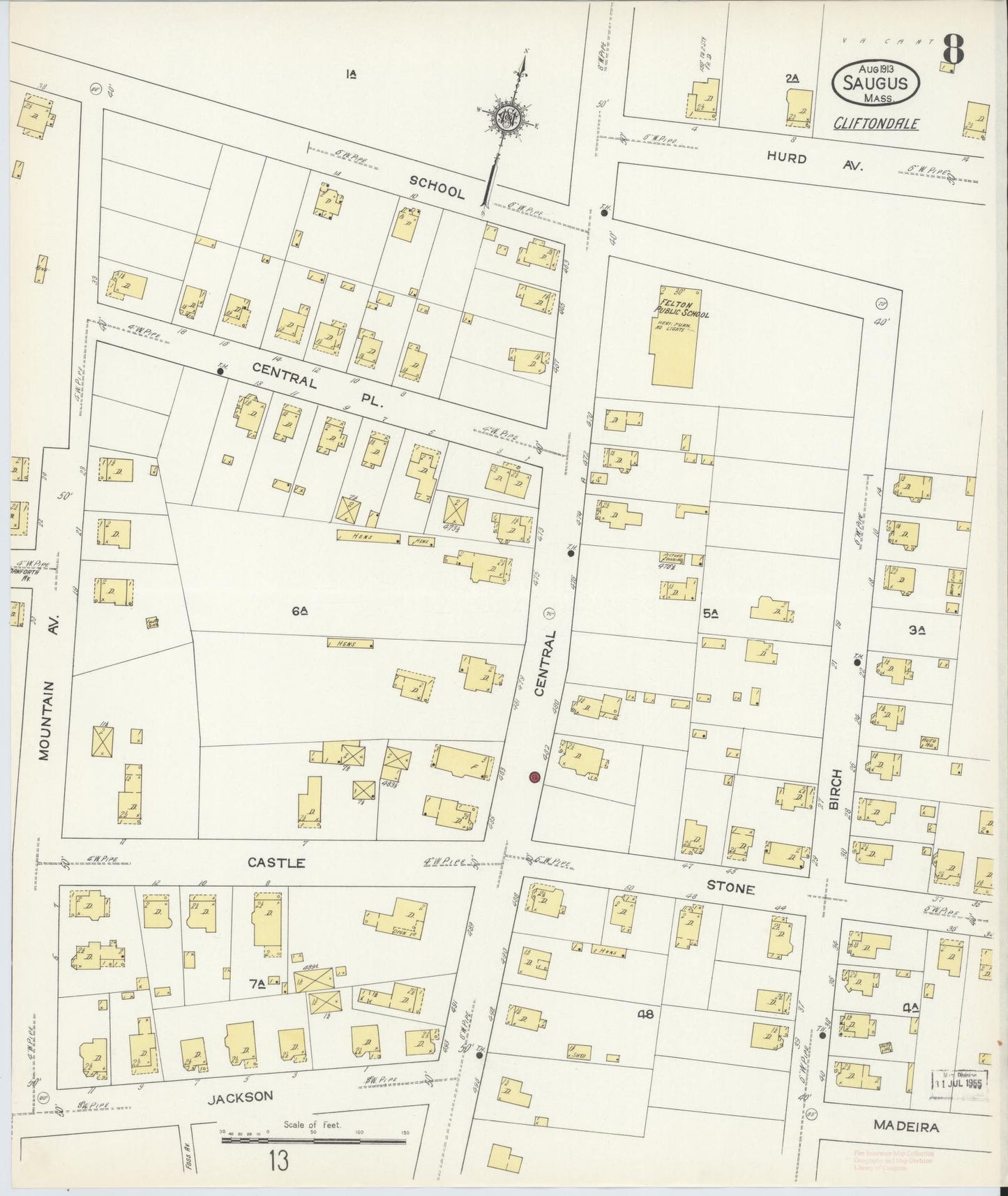 Sanborn Fire Insurance Map from Saugus, Essex County, Massachusetts (1913), Sheet #0008 - Complete Map Set gallery image, historic Sanborn map, vintage wall art, Massachusetts Massachusetts
