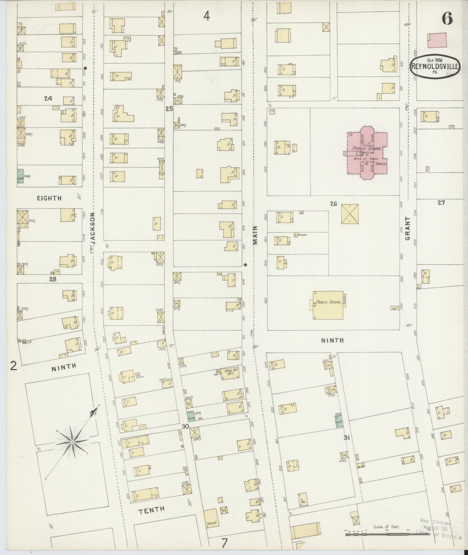 Sanborn Fire Insurance Map from Reynoldsville, Jefferson County, Pennsylvania (1896), Sheet #0006 - Complete Map Set gallery image, historic Sanborn map, vintage wall art, Pennsylvania Pennsylvania