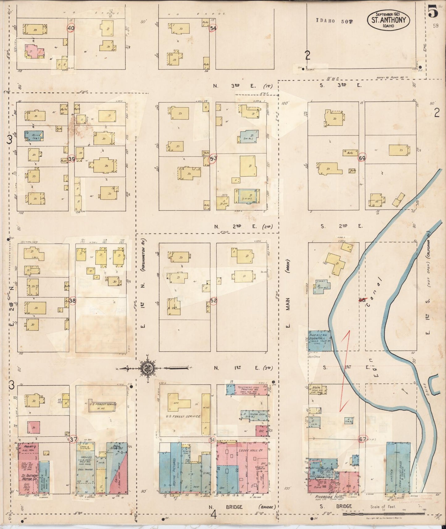 Sanborn Fire Insurance Map from Saint Anthony, Fremont County, Idaho (1944), Sheet #0005 - Historic Sanborn Fire Insurance Map Print, vintage old map wall art, antique decor, genealogy gift, Idaho Idaho map