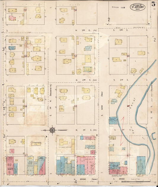 Sanborn Fire Insurance Map from Saint Anthony, Fremont County, Idaho (1944), Sheet #0005 - Historic Sanborn Fire Insurance Map Print, vintage old map wall art, antique decor, genealogy gift, Idaho Idaho map
