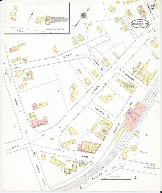Sanborn Fire Insurance Map from Essex Junction, Chittenden County, Vermont (1910), Sheet #0002 - Historic Sanborn Fire Insurance Map Print, vintage old map wall art, antique decor, genealogy gift, Vermont Vermont map