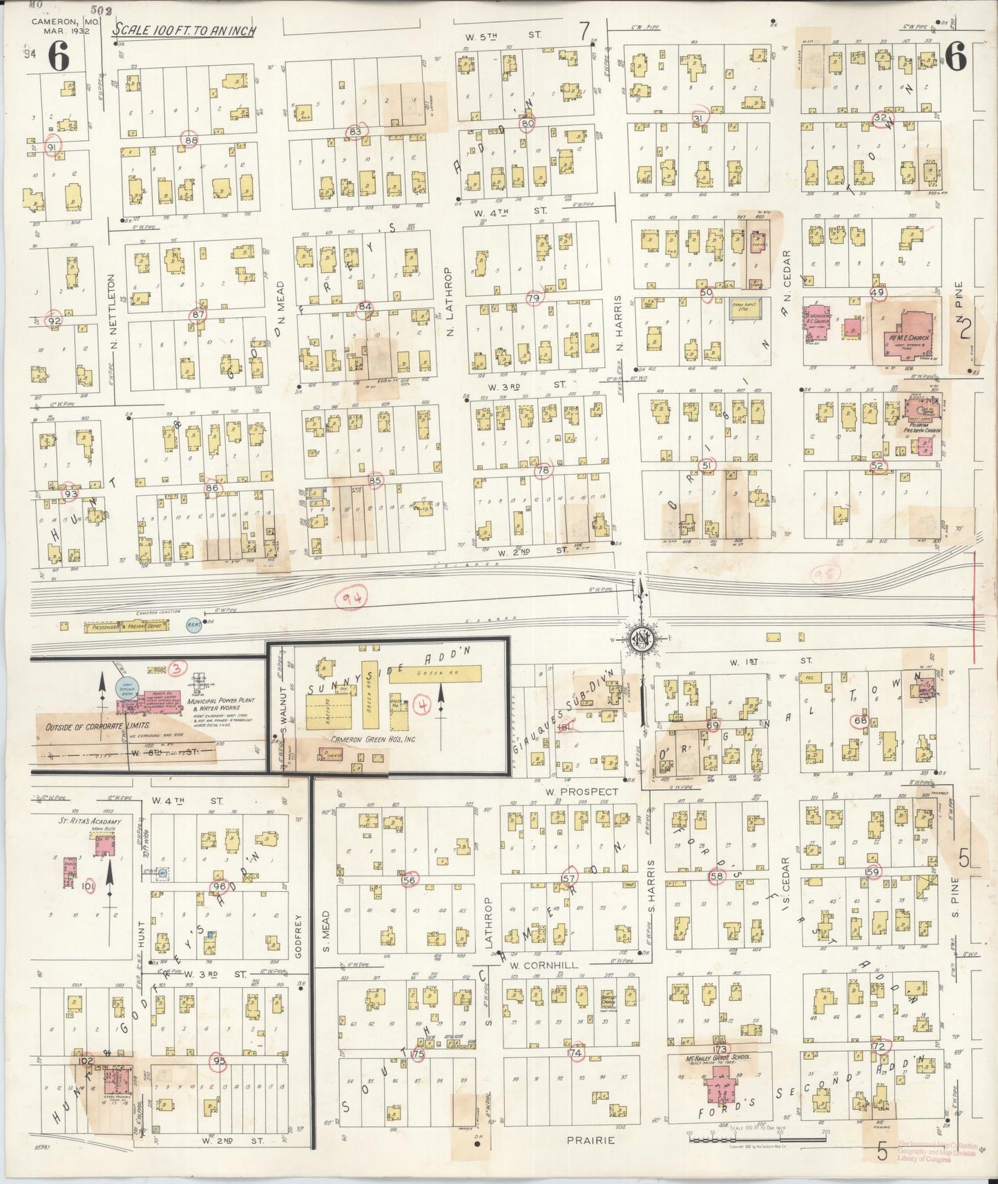 Sanborn Fire Insurance Map from Cameron, Clinton County, Missouri (1944), Sheet #0006 - Complete Map Set gallery image, historic Sanborn map, vintage wall art, Missouri Missouri