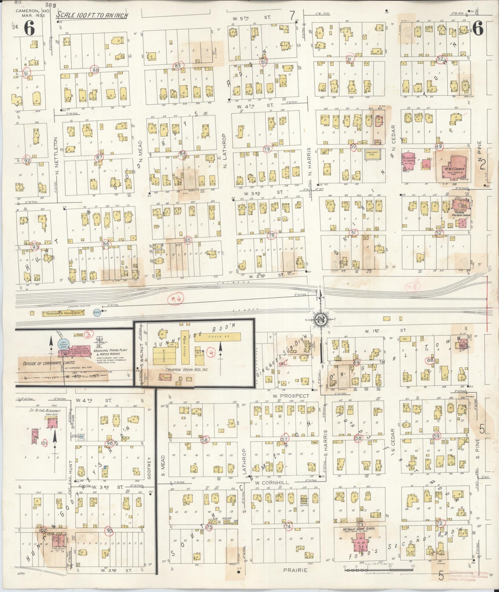 Sanborn Fire Insurance Map from Cameron, Clinton County, Missouri (1944), Sheet #0006 - Complete Map Set gallery image, historic Sanborn map, vintage wall art, Missouri Missouri