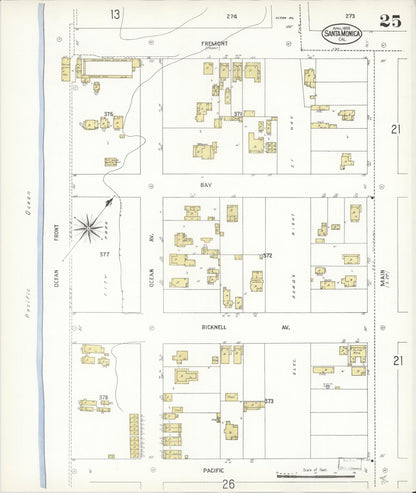 Sanborn Fire Insurance Map from Santa Monica, Los Angeles County, California (1909), Sheet #0025 - Complete Map Set gallery image, historic Sanborn map, vintage wall art, California California