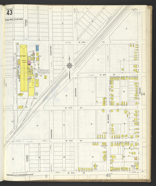 Sanborn Fire Insurance Map from Anniston, Calhoun County, Alabama (1925), Sheet #0043 - Historic Sanborn Fire Insurance Map Print, vintage old map wall art, antique decor, genealogy gift, Alabama Alabama map