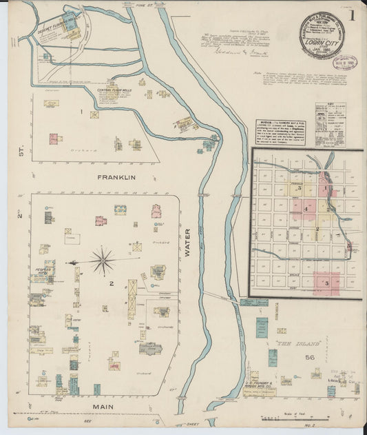 Sanborn Fire Insurance Map from Logan, Cache County, Utah (1885), Sheet #0001 - Historic Sanborn Fire Insurance Map Print, vintage old map wall art, antique decor, genealogy gift, Utah Utah map